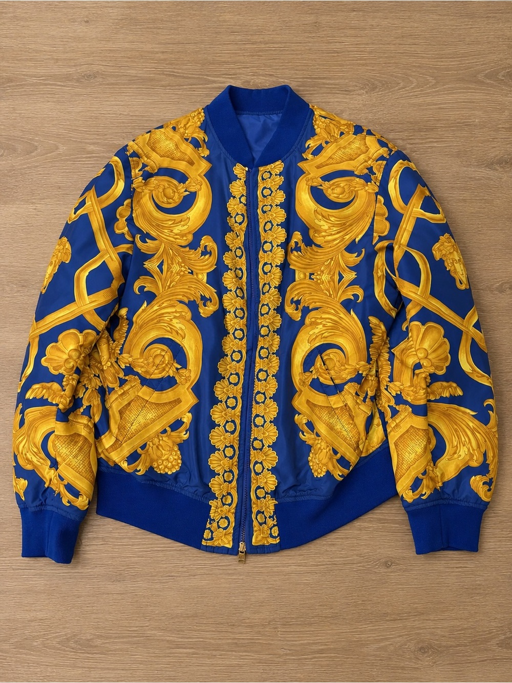 Versace Reversible Baroque Bomber Jacket – Blue/Gold - Picture 2 of 2